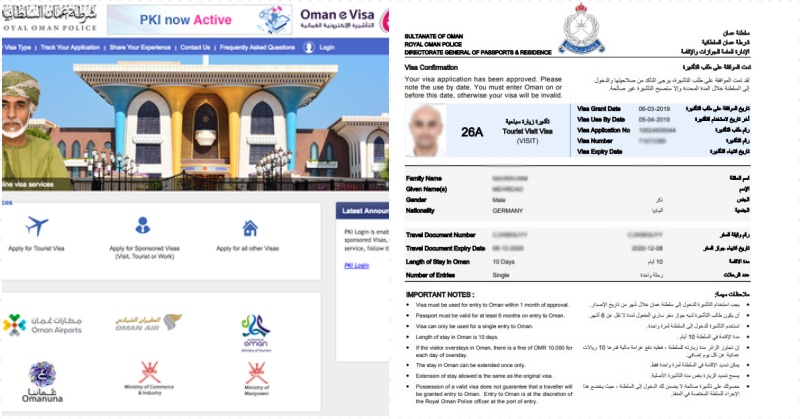 Sultanate of oman royal oman police visa