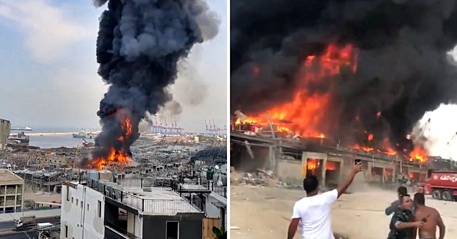 fire in beirut port